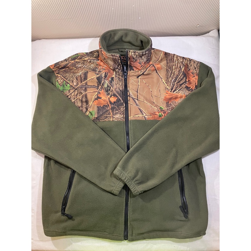 Trail‎ Crest Mens 2XL Fleece Jacket Green Highland Forest Camo Full Zip Hunting